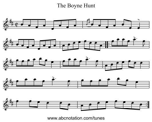 Boyne Hunt, The - staff notation