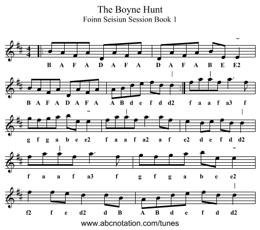 Boyne Hunt, The - staff notation