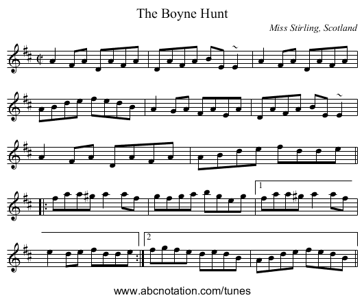 Boyne Hunt, The - staff notation