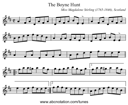 Boyne Hunt, The - staff notation