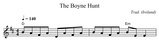 Boyne Hunt, The - staff notation