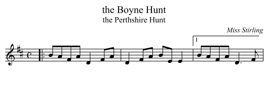Boyne Hunt, the  - staff notation