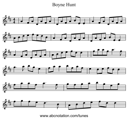 Boyne Hunt - staff notation