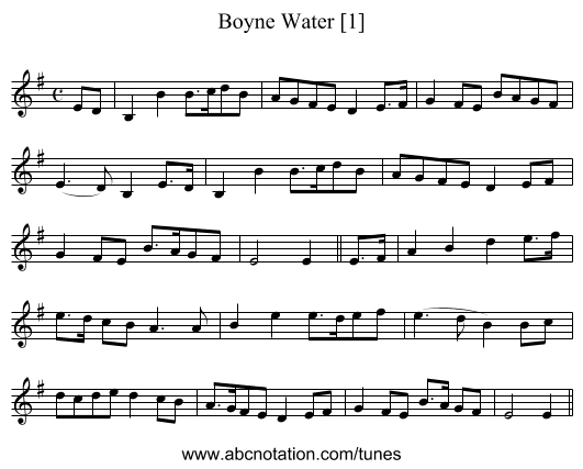 Boyne Water [1] - staff notation