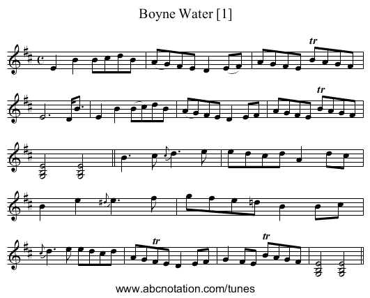 Boyne Water [1] - staff notation