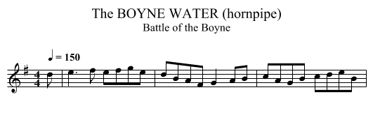 BOYNE WATER (hornpipe), The - staff notation