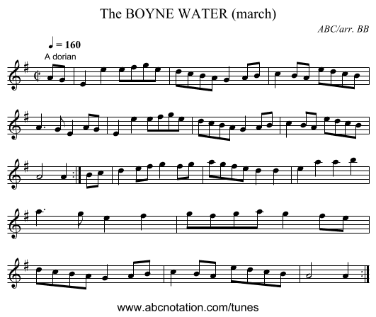 BOYNE WATER (march), The - staff notation