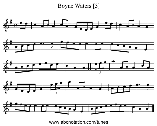 Boyne Waters [3] - staff notation
