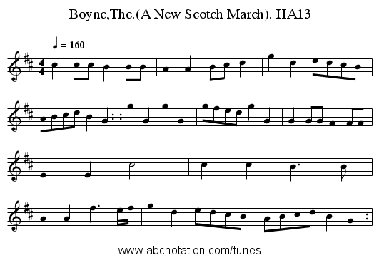 Boyne,The.(A New Scotch March). HA13 - staff notation