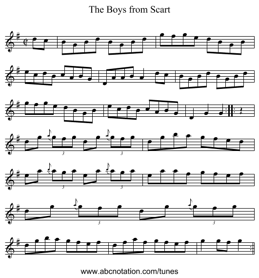 Boys from Scart, The - staff notation