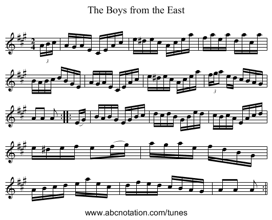 Boys from the East, The - staff notation