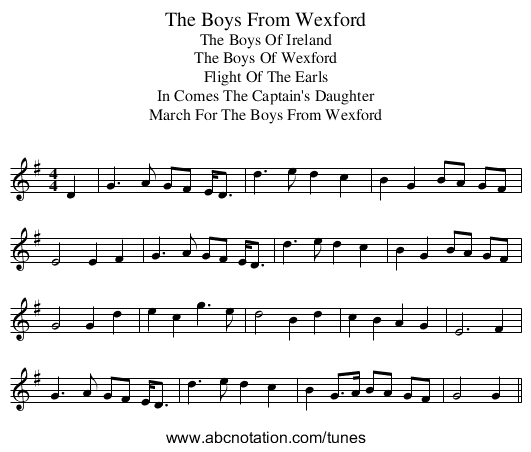 Boys From Wexford, The - staff notation