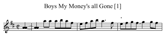 Boys My Money's all Gone [1] - staff notation