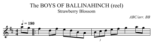 BOYS OF BALLINAHINCH (reel), The - staff notation