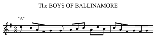 BOYS OF BALLINAMORE, The - staff notation