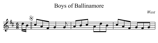 Boys of Ballinamore - staff notation