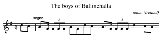 boys of Ballinchalla, The  - staff notation