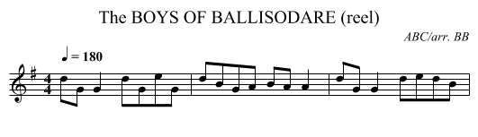 BOYS OF BALLISODARE (reel), The - staff notation