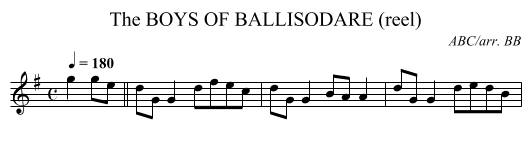 BOYS OF BALLISODARE (reel), The - staff notation