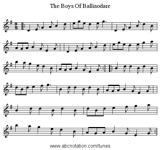 Boys Of Ballisodare, The - staff notation