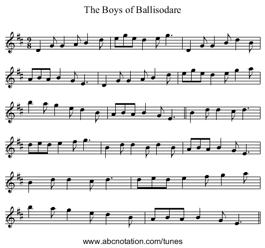 Boys of Ballisodare, The - staff notation