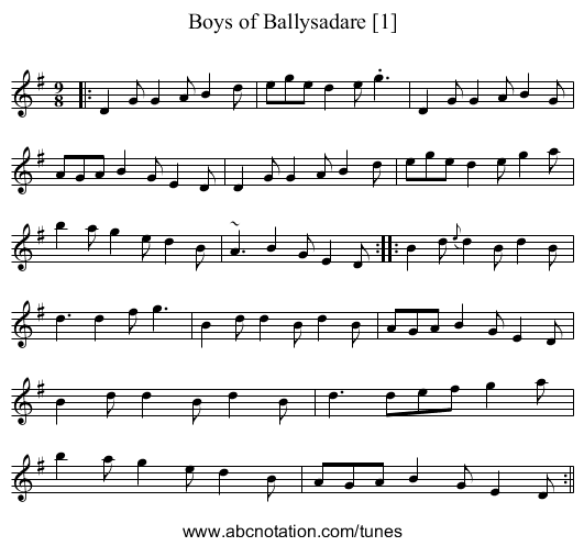 Boys of Ballysadare [1] - staff notation