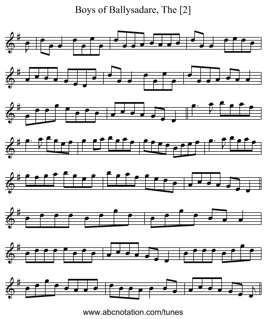 Boys of Ballysadare, The [2] - staff notation
