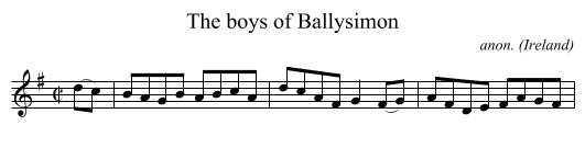 boys of Ballysimon, The  - staff notation