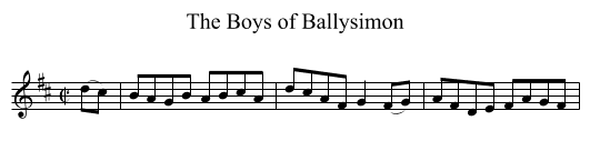 Boys of Ballysimon, The  - staff notation
