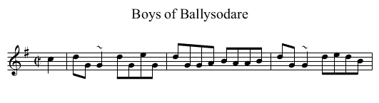 Boys of Ballysodare - staff notation