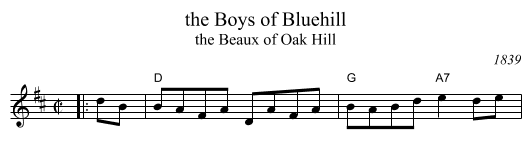 Boys of Bluehill, the  - staff notation