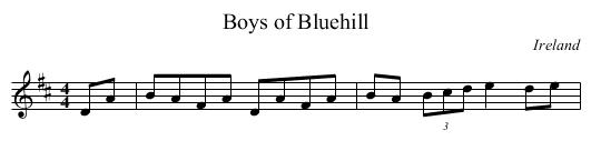 Boys of Bluehill - staff notation