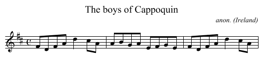 boys of Cappoquin, The  - staff notation