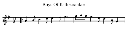 Boys Of Killiecrankie - staff notation