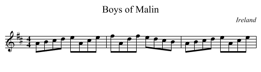 Boys of Malin - staff notation