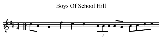 Boys Of School Hill - staff notation