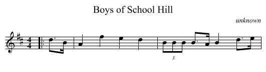 Boys of School Hill - staff notation