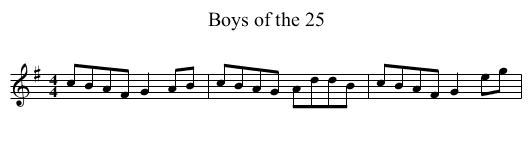 Boys of the 25 - staff notation
