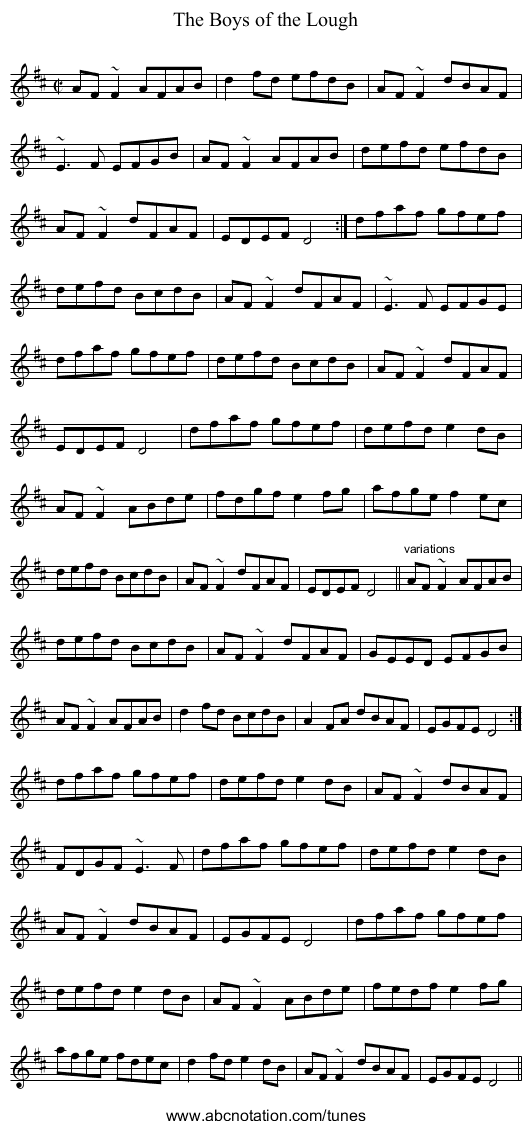 Boys of the Lough, The - staff notation