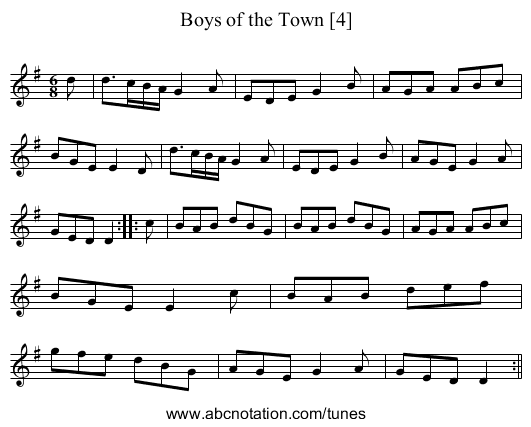Boys of the Town [4] - staff notation