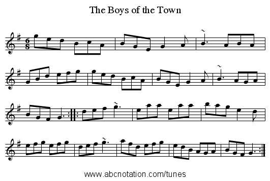 Boys of the Town, The - staff notation