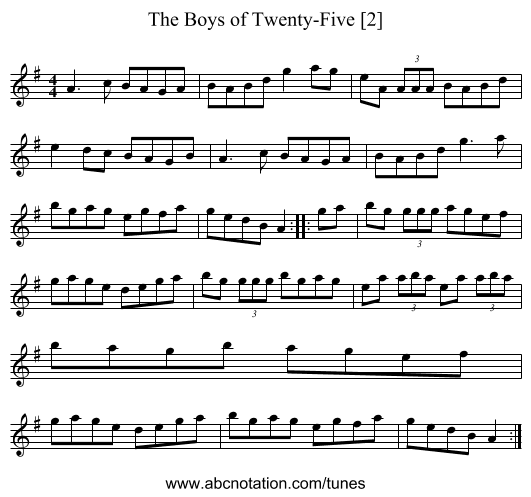 Boys of Twenty-Five [2], The - staff notation
