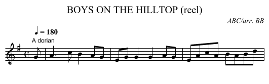 BOYS ON THE HILLTOP (reel) - staff notation