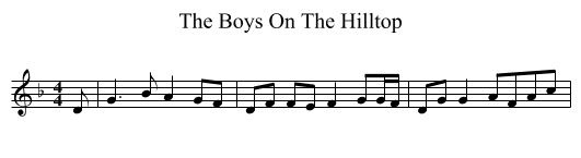 Boys On The Hilltop, The  - staff notation