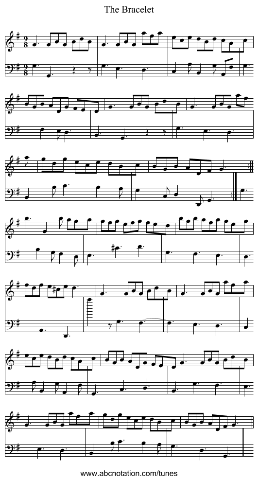 Bracelet, The - staff notation