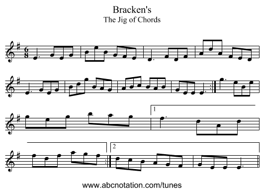 Bracken's - staff notation