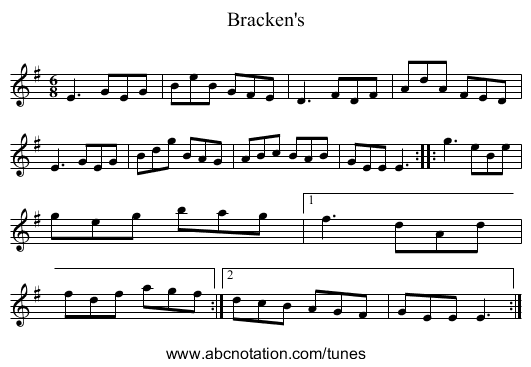 Bracken's - staff notation