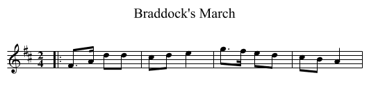 Braddock's March - staff notation