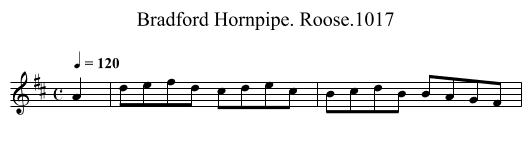 Bradford Hornpipe. Roose.1017 - staff notation