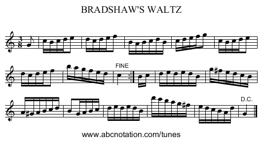 BRADSHAW'S WALTZ - staff notation